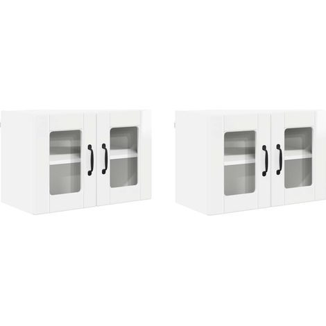 Maison Exclusive - Cabinet en verre mural PORTO 2 pcs Blanc brillant