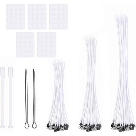 Meche Bougie 109 Pièces Kit de Fabrication de Bougies avec 10/15/20 cm Mèches Bougies Autocollants pour Bougies Meches Accessoires pour Faire des Bougies Artisanales (1/5)