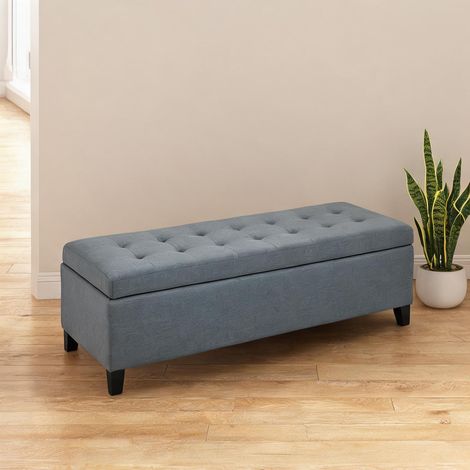 Pouf coloris gris en polyester Eukalyptusholz 125 x 49 x 41,5 cm (1/5)