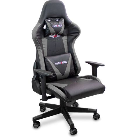 Patiomage Gaming Stuhl Chair Drehstuhl Gamming Sessel PC Computer Gamingstuhl Gamingsessel (Grau) (1/5)