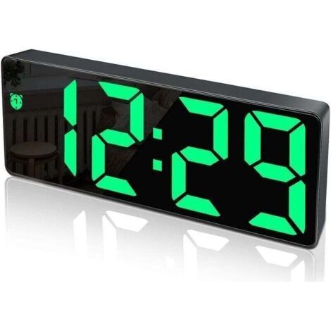 Digital Alarm Clock, Large LED Display, Mirror Surface Clock with Snooze Function and USB Charging Connection Brightness Adjustable Alarm Clock for Bedroom, Offices (1/3)