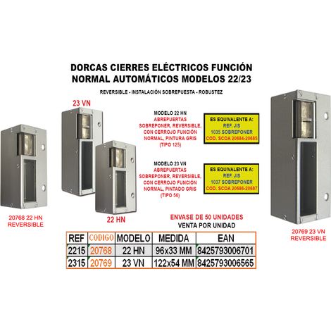 DORCAS Cierre Eléctrico Función Normal 22HN con Sobretensión y Reverso Tipo 125 36001
