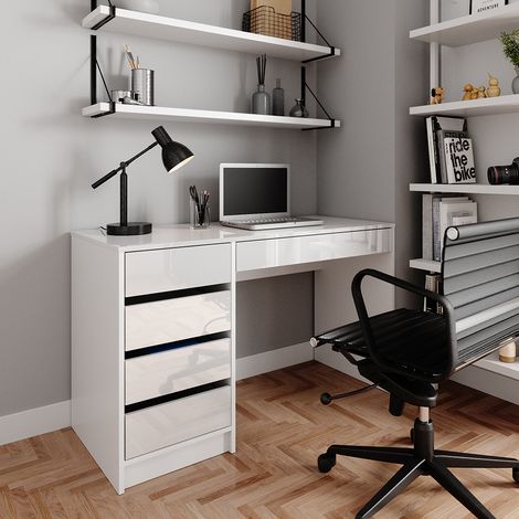 Bureau Sherry, Blanc, 55x120cm avec tiroirs, Vicco