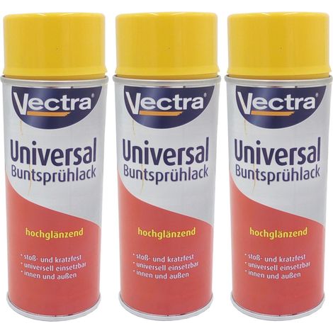3x Vectra® Universal Sprühlack rapsgelb glänzend Lackspray 400ml Farbspray (1/2)