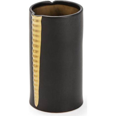 Jarron 17X16X31 Ceramica Negro/Dorado