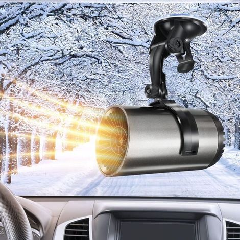 Chauffage de voiture, désembueur et dégivreur de pare-brise, chauffage de voiture portable 12 V 150 W, chauffage et refroidissement rapides, chauffages de voiture enfichables (noir) (1/4)
