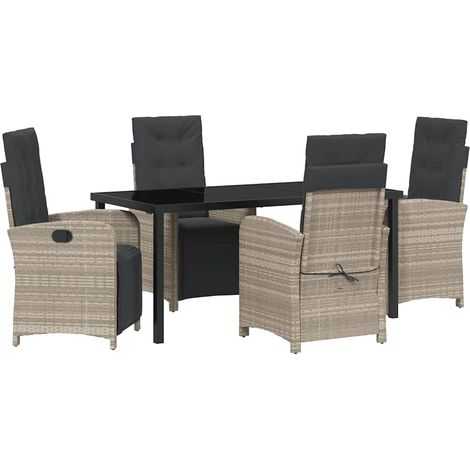 Garden Dining Set 5 pcs Light Grey Poly Rattan vidaXL (1/5)