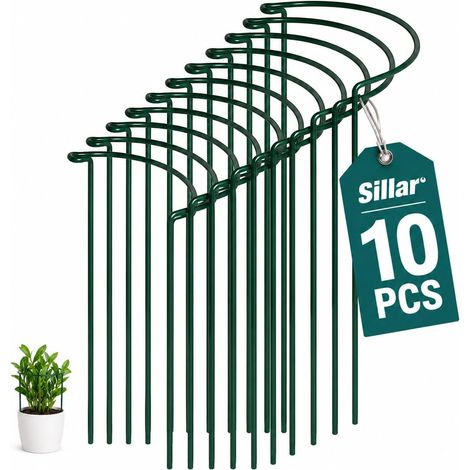 Tuteur Plante Semi-Circulaire - 10 Pièces - Fer Revêtu - Support Jardin - Pivoine Tomate Rosier - 25x40 cm (1/5)