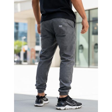Jeans da jogging grigi da uomo Method Mini M con logo ricamato, taglia XL (1/5)
