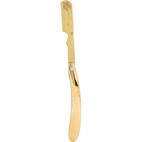 Rasoir droit de barbier professionnel en acier inoxydable doré - Manche de rasage classique (sans lame incluse) (1/4)