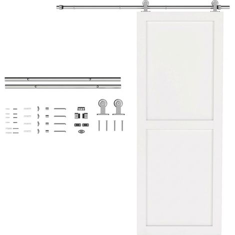 152CM Quincaillerie porte coulissante de grange, rail porte coulissante de 76 cm de large, épaisseur 30 mm, argenté (1/5)