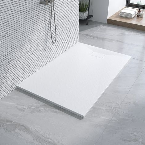 Flache Duschtasse 140x90 cm SMC Antirutsch Weiß Duschwanne für Duschabtrennung, Sheet-Molding-Compound(SMC), Zuschneidbar, Kann direkt am Boden installiert werden (1/5)