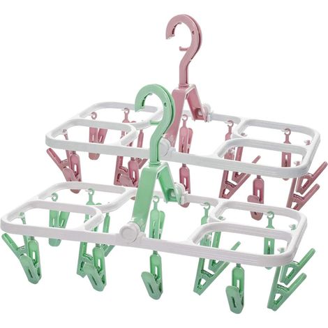 Etendoir Chaussette,2Pack Plastique Cintre Chaussettes Étendoir à Linge à Suspendre Pliable Clips pour Chaussettes sous-Vêtements Serviettes (1/5)