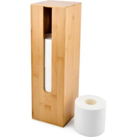 Bambou Support de Papier Toilette, Bois Rangement de Papier Toilette Porte Papier (1/5)