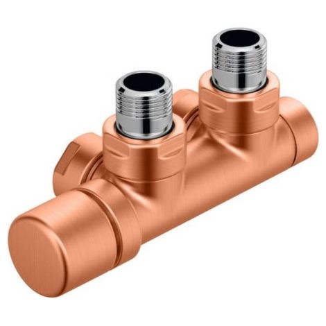Kit Q CUIVRE robinetterie thermostatisable en H coude tête à gauche monotube / bitube - ACOVA 839290