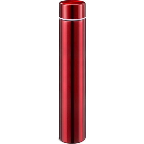 Mini thermos inox 250ml – Fin et élégant – Rouge – Voyage/Camping – Poche/Sac à dos (1/5)