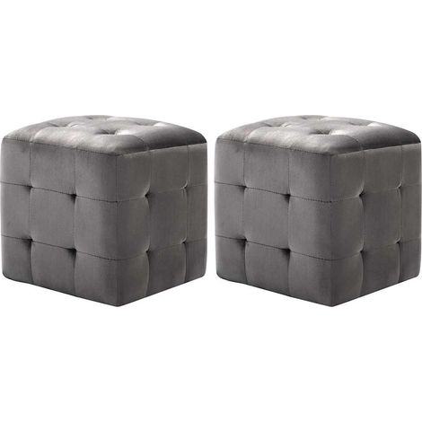 Mesitas de noche 2 unidades terciopelo gris 30x30x30 cm vidaXL (1/5)