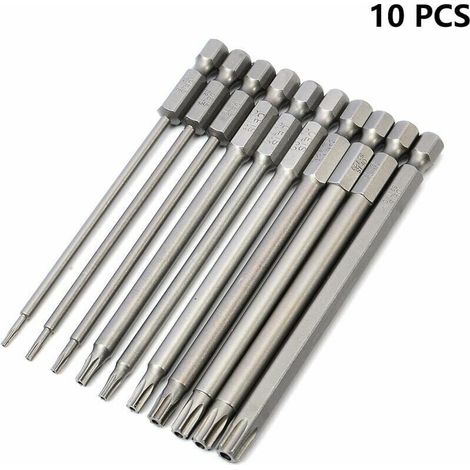 1/4 Inch Hex Shank Screwdriver Bits T6-T40 Magnetic S2 Steel 100mm Long 10pcs MUMU (1/4)