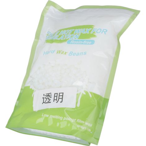 Billes de cire 500g Texture Mate Forte Adhérence Perles Dures pour Épilation Basse Température Femme Homme Transparent (1/5)