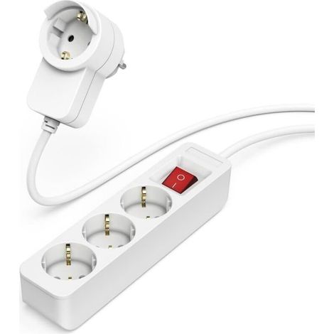 Multiprise 3+1 Prises 16A avec Interrupteur (Rallonge multiprises 1.4m, Bloc 3 Prises +1 sur Le connecteur, Type F Schuko, 3680W Max, Idéal Bureau PC luminaires Atelier Meuble TV Garage) Blanc