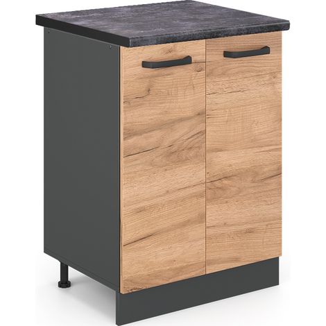 Küchenunterschrank R-Line, Goldkraft Eiche, 60 cm , AP Anthrazit, Vicco