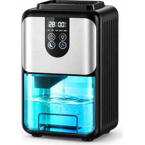 Mini déshumidificateur électrique silencieux 1800 ml avec arrêt automatique, dégivrage automatique, minuterie de 4 à 48 heures et lumière LED pour chambre à coucher, dressing et petites pièces (1/5)