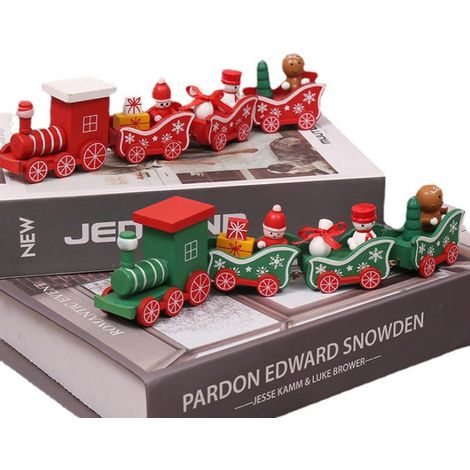 Petit train en bois à quatre sections, décoration de sapin de Noël - Le jouet idéal pour Noël (1/4)
