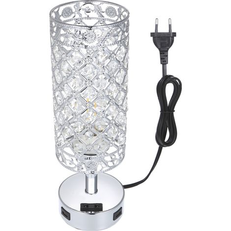 Lampe de chevet tactile avec double port de charge USB et prise secteur, intensité réglable sur 3 niveaux, idéale pour la chambre, le salon, la salle à manger ou le bureau (ampoule incluse). (1/5)