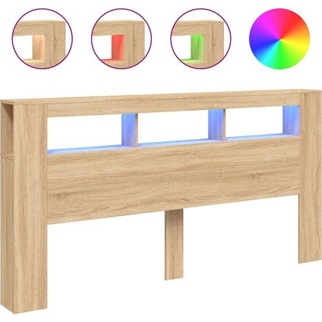 Maison Exclusive - Cabecero LED madera ingeniería roble Sonoma 20
