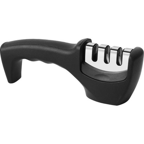 Afilador de cuchillos, afilador de cuchillos profesional 3 en 1, afilador de cuchillos manual, afilador de cuchillos (negro) (1/5)