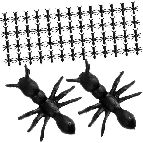 2sacs Sacs de Fourmis Plastique Noires Réalistes Jouets pour Farces Halloween Décorations et Accessoires de Blagues Sac