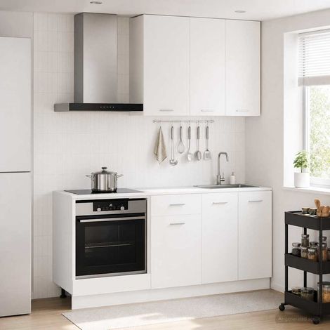 vidaXL Unità Cucina LYON 5 pz Bianco Legno ingegnerizzato (1/5)
