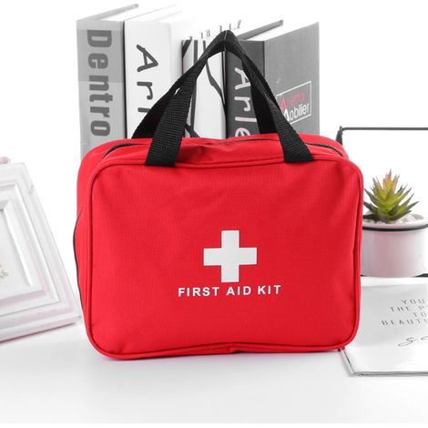 Sac médical d'urgence portable en toile Oxford avec poignée et fermeture éclair, idéal pour premiers secours en extérieur. (1/5)