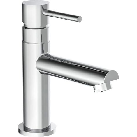Robinet d'eau Froide Uniquement pour Eau Froide, mitigeur de lavabo pour Toilettes d'invités, Robinet pour Petit lavabo, Robinet sur Pied, chromé (1/4)