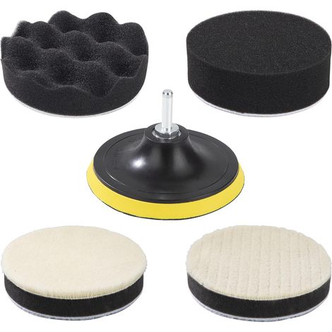 Kit de esponjas para pulir, almohadillas de pulido con adaptador para taladro, 125 mm/5 pulgadas, disco de pulido, almohadillas de pulido para compuestos automotrices para automóviles, pulidora y cera (1/5)