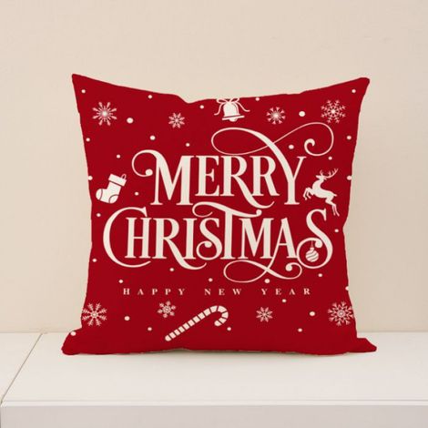 Housse Coussin Noel 45x45 Lot de 4 Housse Coussin,Flocons de neige rouges de Nol,Décoratif Taie d'oreiller pour Decoration Noel (1/5)