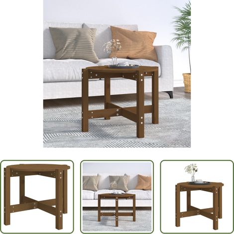 Table basse marron miel - Table basse Marron miel Ø 62,5x45 cm Bois massif de pin (1/5)