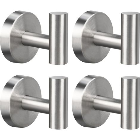 Paquete de 4 ganchos para toallas, ganchos para abrigos de acero inoxidable SUS 304, ganchos para batas, montaje en pared resistente (1/5)