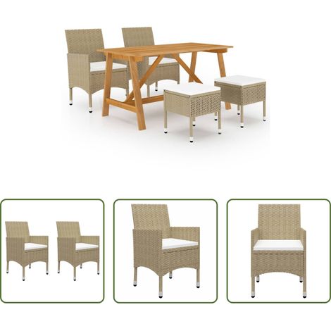 Chaise de jardin - Ensemble à manger de jardin 5 pcs Beige (1/5)