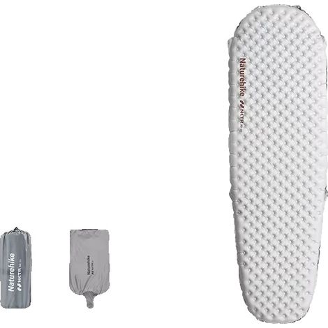 Colchón hinchable para camping, ligero, portátil, tipo momia pequeño. (1/2)