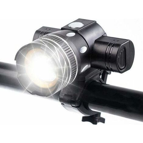 Phare rechargeable de lumière de vélo de 5000 lumens, lampe de vélo LED étanche haute luminosité 6 heures d'équitation lampe de poche de sécurité routière de montagne avec 3 modes (1/4)