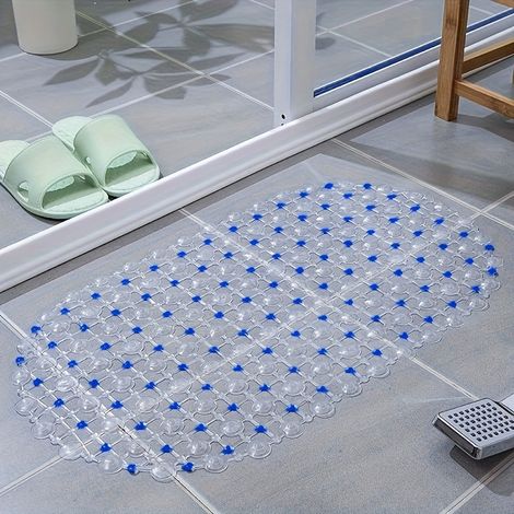 Tapis de bain antidérapant en PVC ovale avec ventouses - Tapis transparent et sécurisé pour douche et baignoire 1 pièce (1/5)