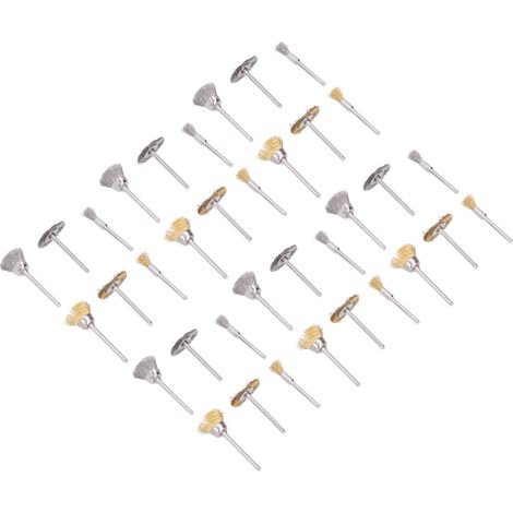 Kit de 36 pièces comprenant une brosse métallique plate en forme de bol, un stylo et des accessoires pour le polissage. (1/5)