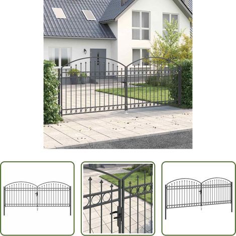 vidaXL Stahl - Zauntor mit Schloss Grau 301 x 224,5 cm Stahl (1/5)