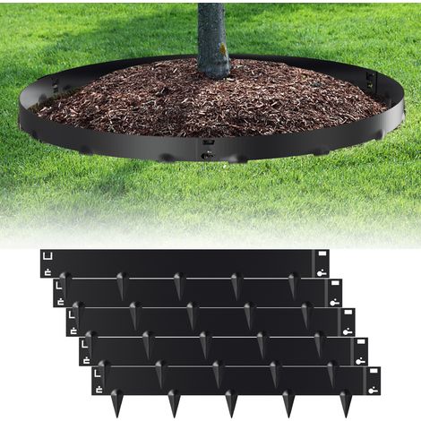 Jiubiaz Rasenkante mit Spitzen Metall 100 x 15 cm 40m Beeteinfassung Mähkante Verzinkt Wegbegrenzung Beetumrandung Palisade Schwarz (1/5)