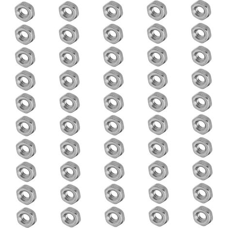 Kit d'assortiment d'écrous filetés en acier inoxydable A2-70, 50 pièces, écrous hexagonaux pour machines industrielles M3 (1/5)