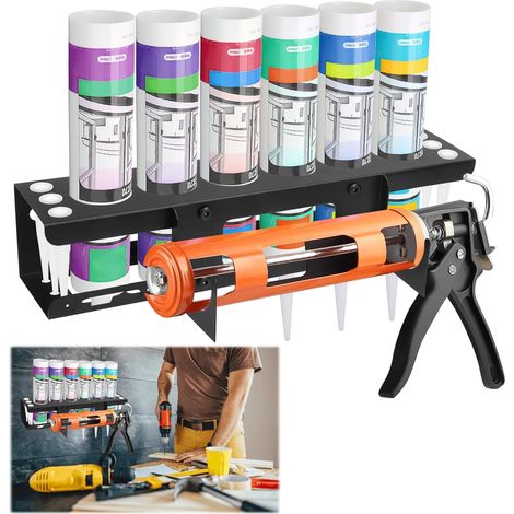 Soporte de pared para cartuchos de silicona – almacenamiento de tubos de sellador – 1 unidad – herramientas multiusos (1/5)