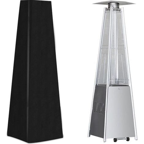 Housse pour Chauffage de Terrasse Housse pour Parasol Chauffant de Style Pyramidal Noir (1/4)