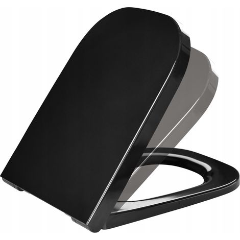 Les rois des sièges de toilettes  Abattant WC Roca Gap - Noir brillant - Antibactérien - Fixation rapide