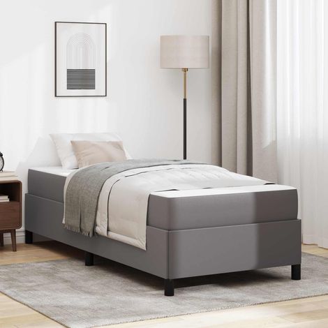 Cadre de lit avec matelas Gris 80 x 200 cm tissu (1/5)